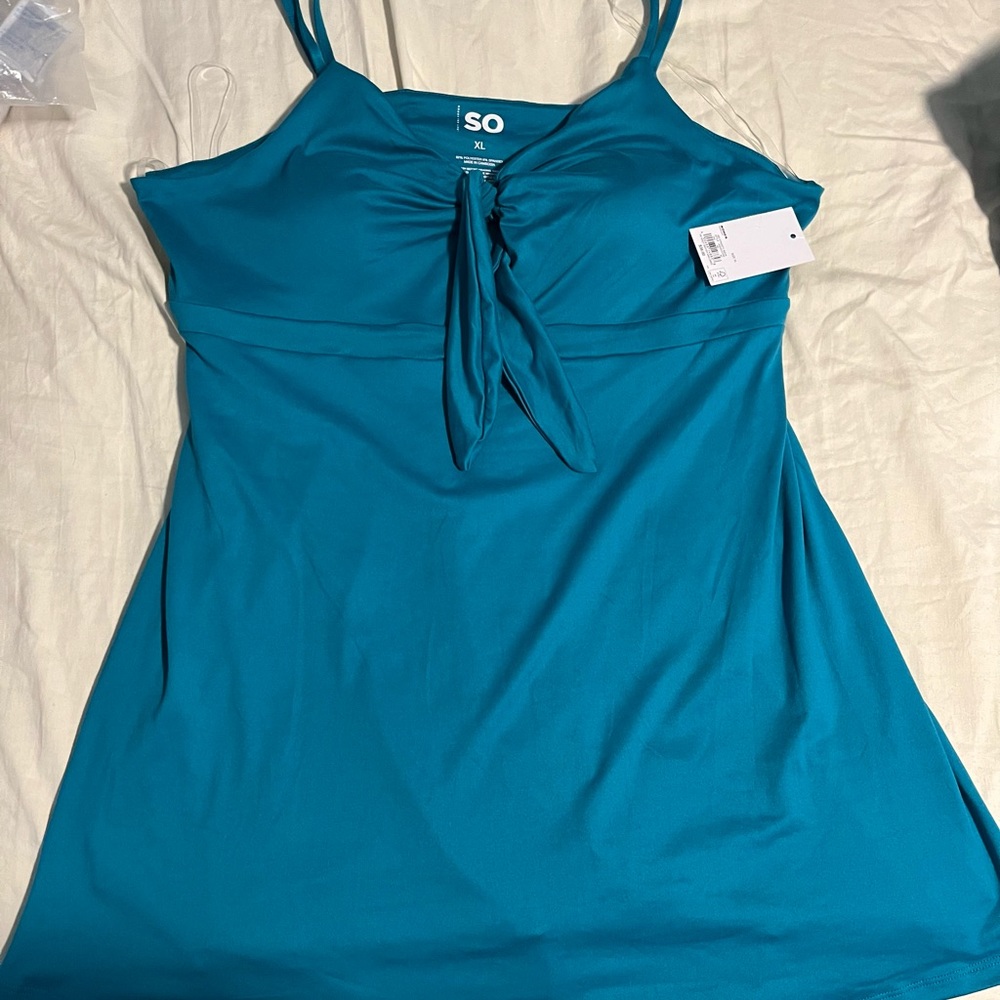 Sundress, SO brand, XL, tie front with removable padded top, turquoise color